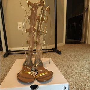ALDO Gold Lace Up Gladiator Sandals